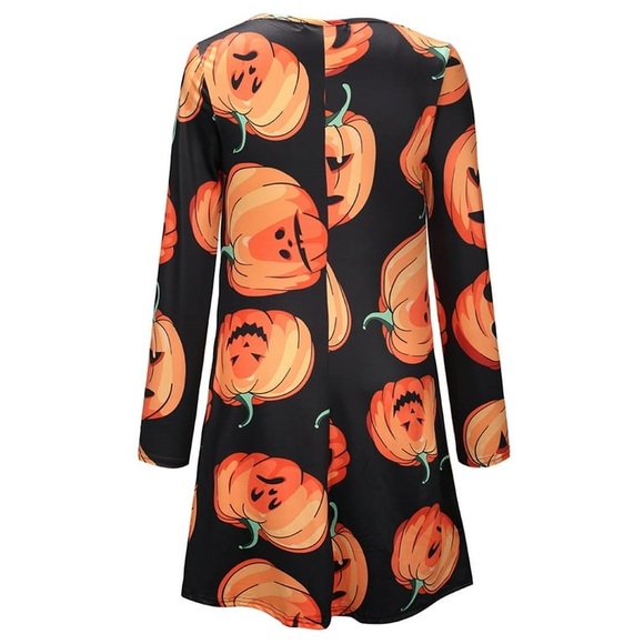 Halloween Long Sleeve Jack o' lantern  Casual Dress XL Stretchy NWOT - Picture 3 of 4
